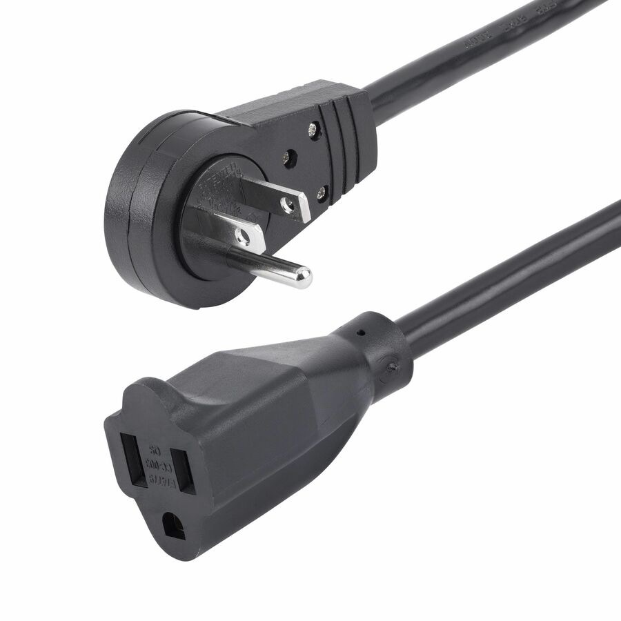 Thumbnail 2 of 6 for StarTech.com 3ft Power Extension Cord, Rotating Flat Plug Extension Cord, NEMA 5-15P to NEMA 5-15R Cable, 16 AWG
