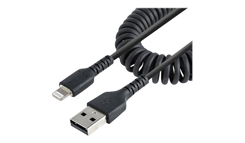 StarTech.com 50cm/20in USB to Lightning Cable, MFi Certified, Coiled, Black