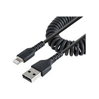 StarTech.com 50cm/20in USB to Lightning Cable, MFi Certified, Coiled, Black