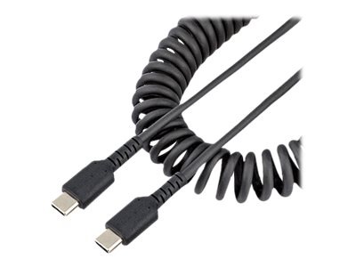 StarTech.com 1.6ft (50cm) USB-C Fast Charging Cable, Rugged, Coiled, Charge/Sync, 3A, USB 2.0, TPE Jacket & Aramid Fiber