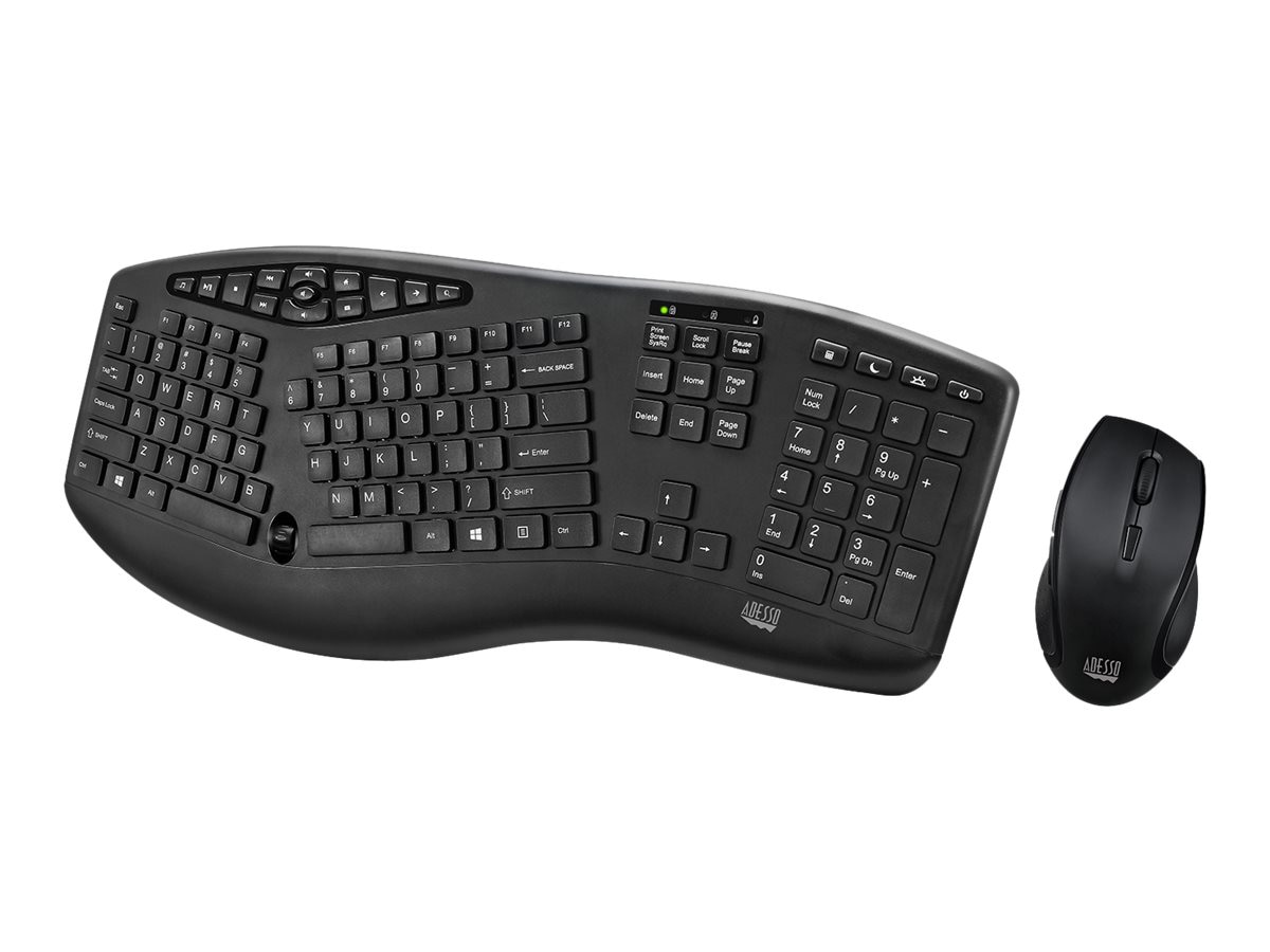 Adesso Tru-Form Media 1600 - keyboard and mouse set - with scroll wheel - French - black