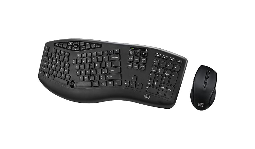 Adesso Tru-Form Media 1600 - keyboard and mouse set - with scroll wheel - French - black