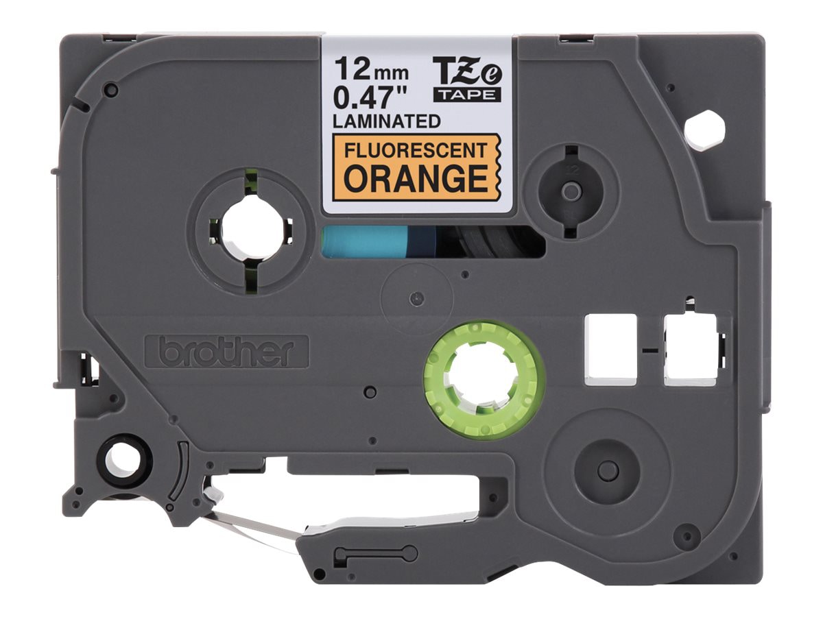 Brother 0.47"x26.2' Black Print on Fluorescent Orange Laminated Label Tape