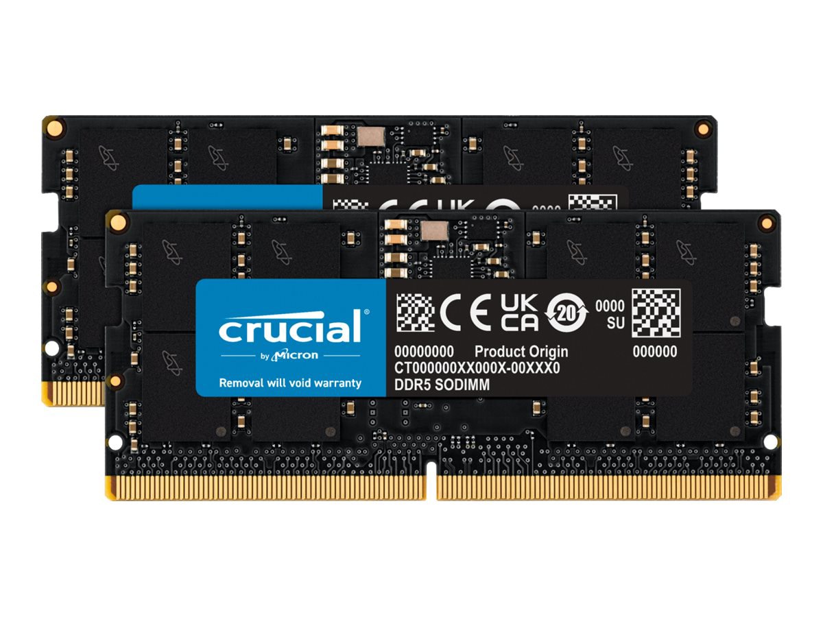 Crucial - DDR5 - kit - 32 GB: 2 x 16 GB - SO-DIMM 262-pin - 4800 MHz / PC5-38400 - unbuffered