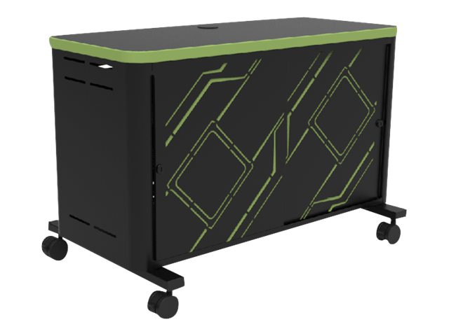 Spectrum Console Gaming Hub cart - for TV / 3 game consoles / headphones - black metal, black laminate, navajo red