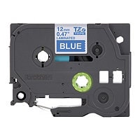 Brother 0.47"x26.2' White Print on Blue Laminated Label Tape