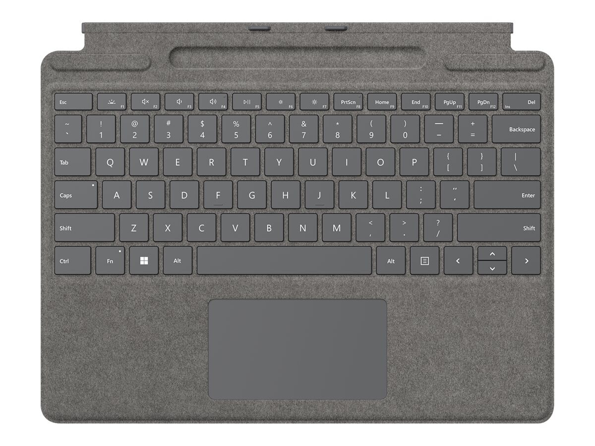 Microsoft Surface Pro Keyboard - Platinum - Bilingual - Pro 9/8/X - Touchpad - Slim Pen Charging Tray (No Pen)