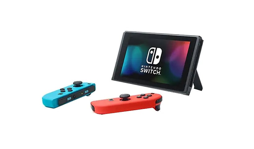 Nintendo Switch Console with Neon Blue and Neon Red JoyCon Controllers