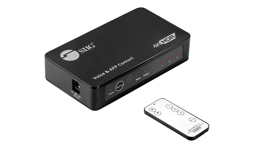 SIIG 3x1 HDMI Switch with IR & Voice APP Control - video/audio switch - with IR and voice app control - 3 ports