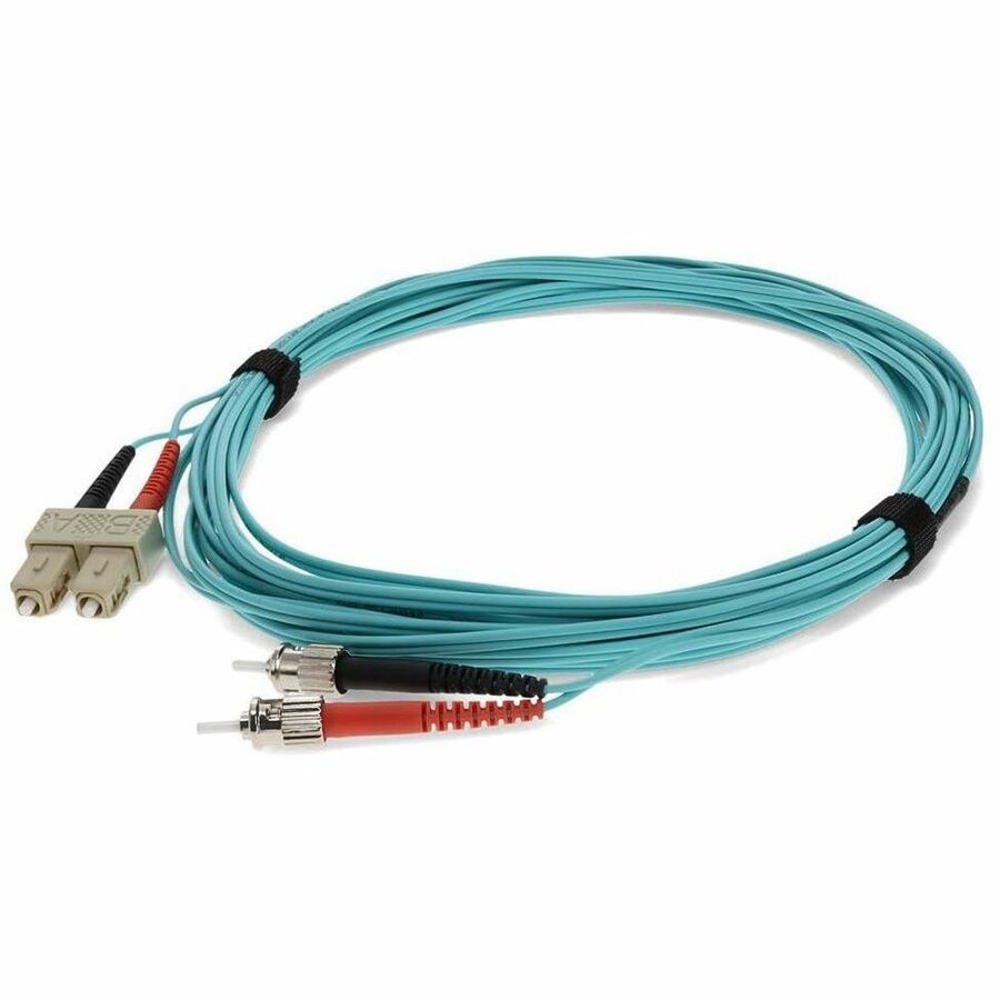 Proline 10m ST to SC Aqua OM4 Duplex OFNR (Riser-Rated) Fiber Patch Cable