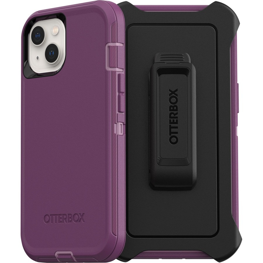 OtterBox Defender Rugged Carrying Case (Holster) Apple iPhone 13 Smartphone - Happy Purple
