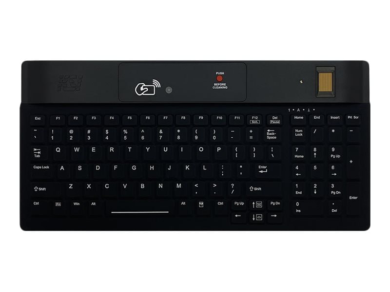 Key Source International KSI-1802R SX HFFFB-21 - keyboard - with RFIDeas WaveID Plus proximity card reader - black