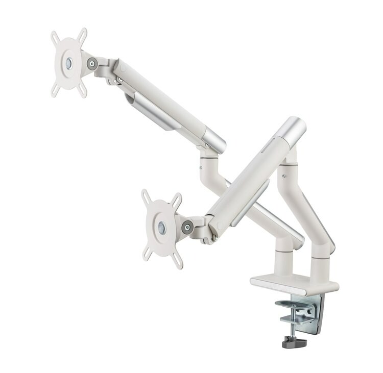 Amer Mounts Dual Monitor Mount with Articulating Arm [Arctic Edition]
