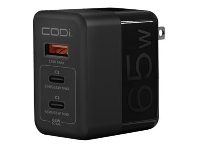 CODi power adapter - GaN technology - USB, 24 pin USB-C - 65 Watt