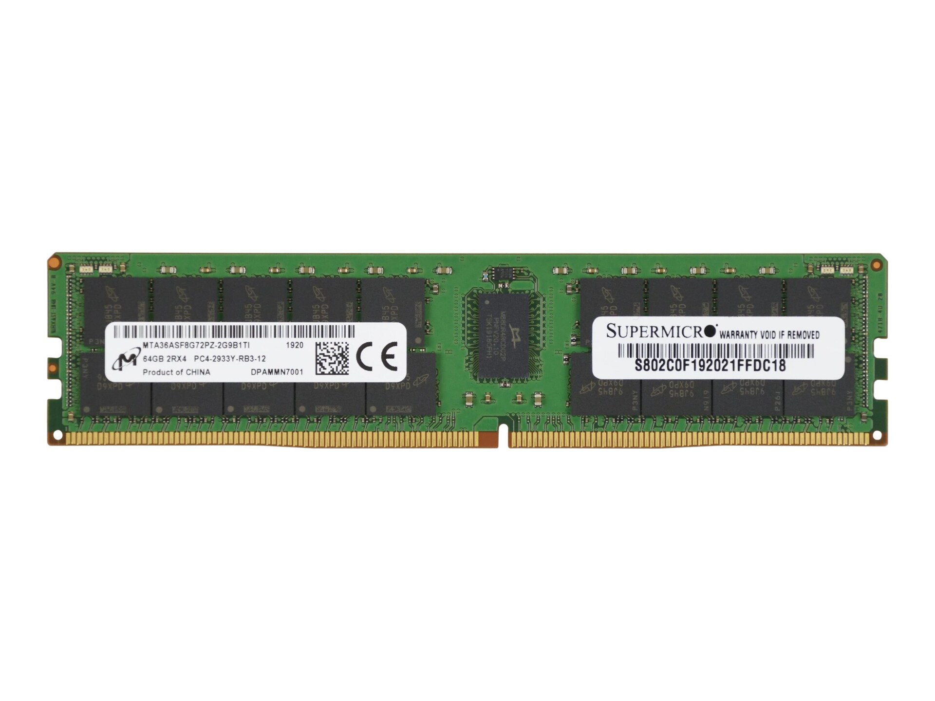 Micron - DDR4 - module - 64 Go - DIMM 288 broches - 2933 MHz / PC4-23400 - mémoire enregistré