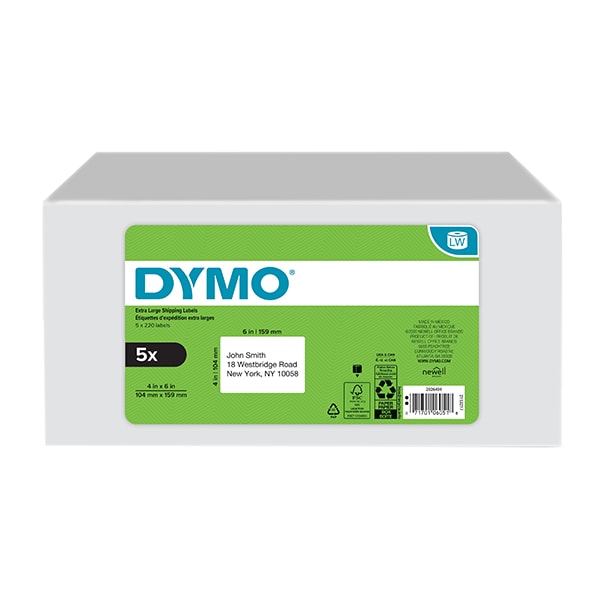 Dymo LabelWriter 4"x6" Extra Large Shipping Label - 5 Pack