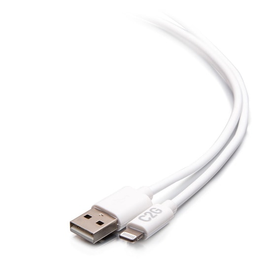 C2G 10ft Lightning to USB A - Power, Sync and Charging Cable - MFi - White