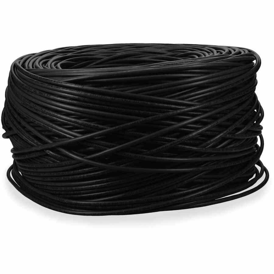 1000ft Non-Terminated Black CAT 6 Plenum-Rated Bulk Cable