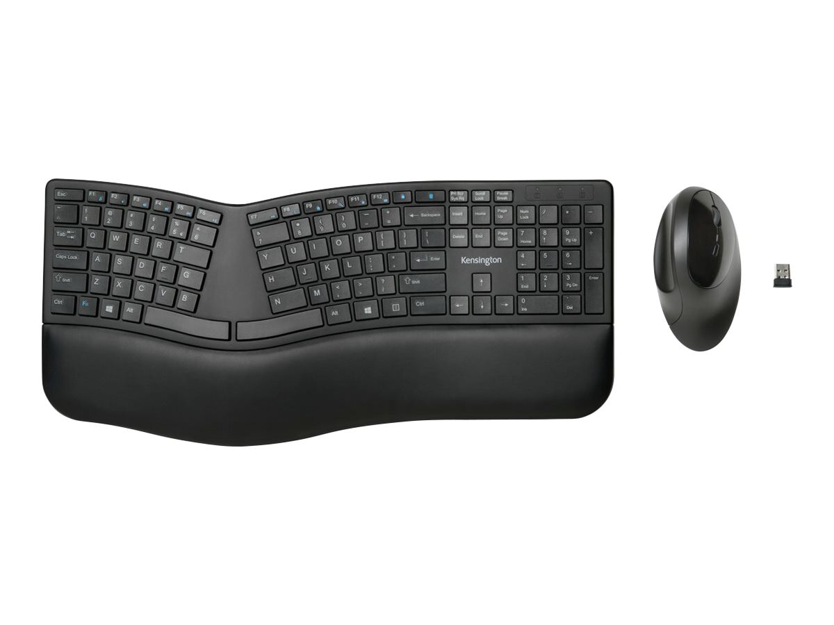 Kensington Pro Fit Ergo Wireless Keyboard and Mouse - ensemble clavier et souris - US - noir Périphérique d'entrée