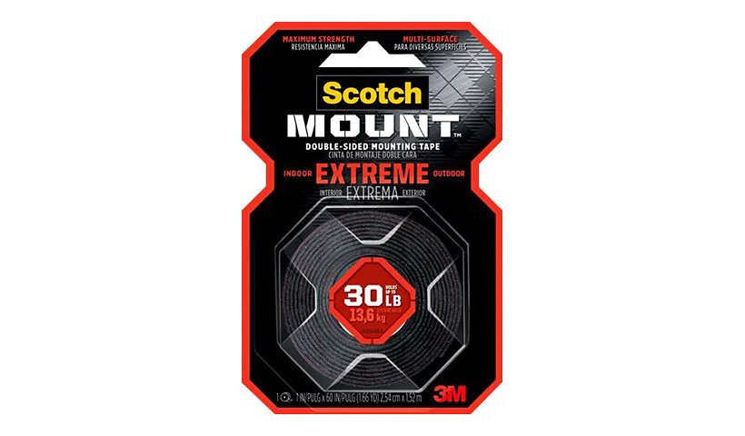 Scotch-Mount Extreme double-sided tape - 1 in x 33 ft - black