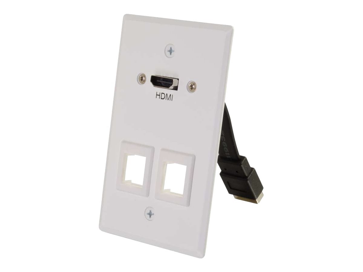 C2G HDMI Pass Through Single Gang Wall Plate with Two Keystones - White - m
