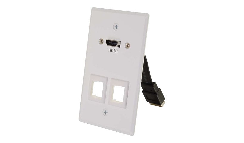 C2G HDMI Pass Through Single Gang Wall Plate with Two Keystones - White - mounting plate