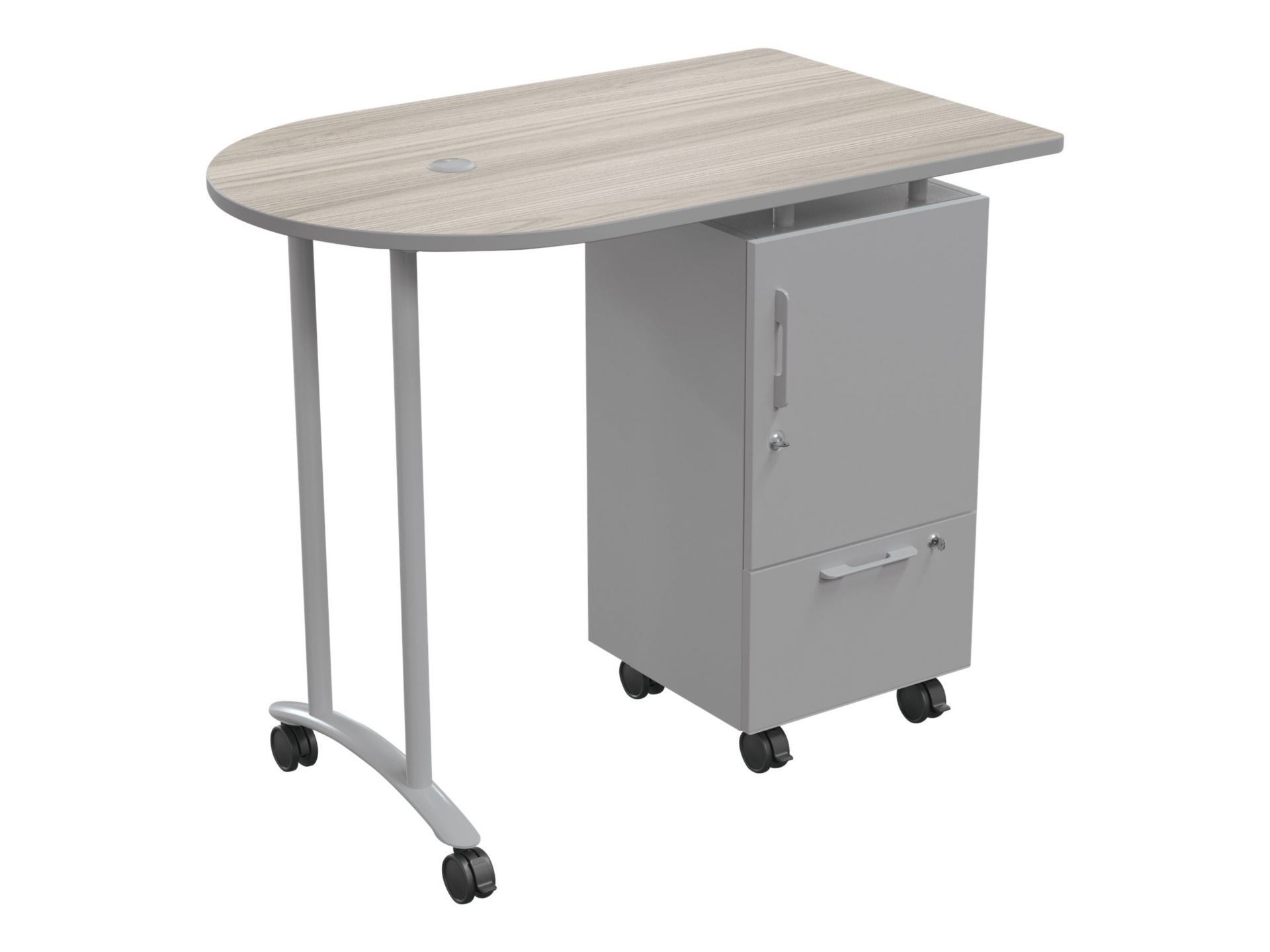 MooreCo Teacher II - workstation - curved - gray elm