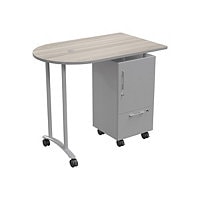 MooreCo Teacher II - workstation - curved - gray elm