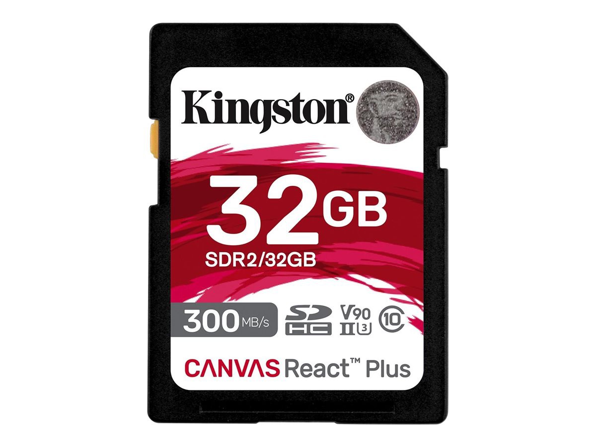 Kingston 32GB Canvas React Plus SDHC UHS-II U3 V90 SD Card