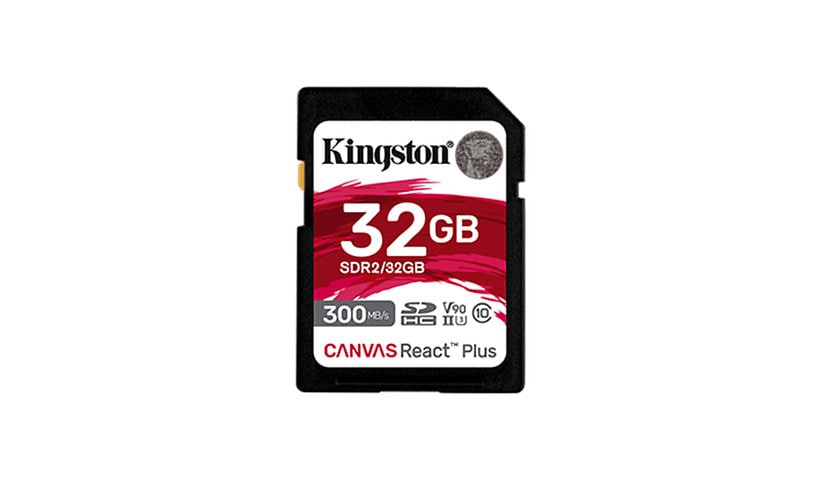 Kingston 32GB Canvas React Plus SDHC UHS-II U3 V90 SD Card
