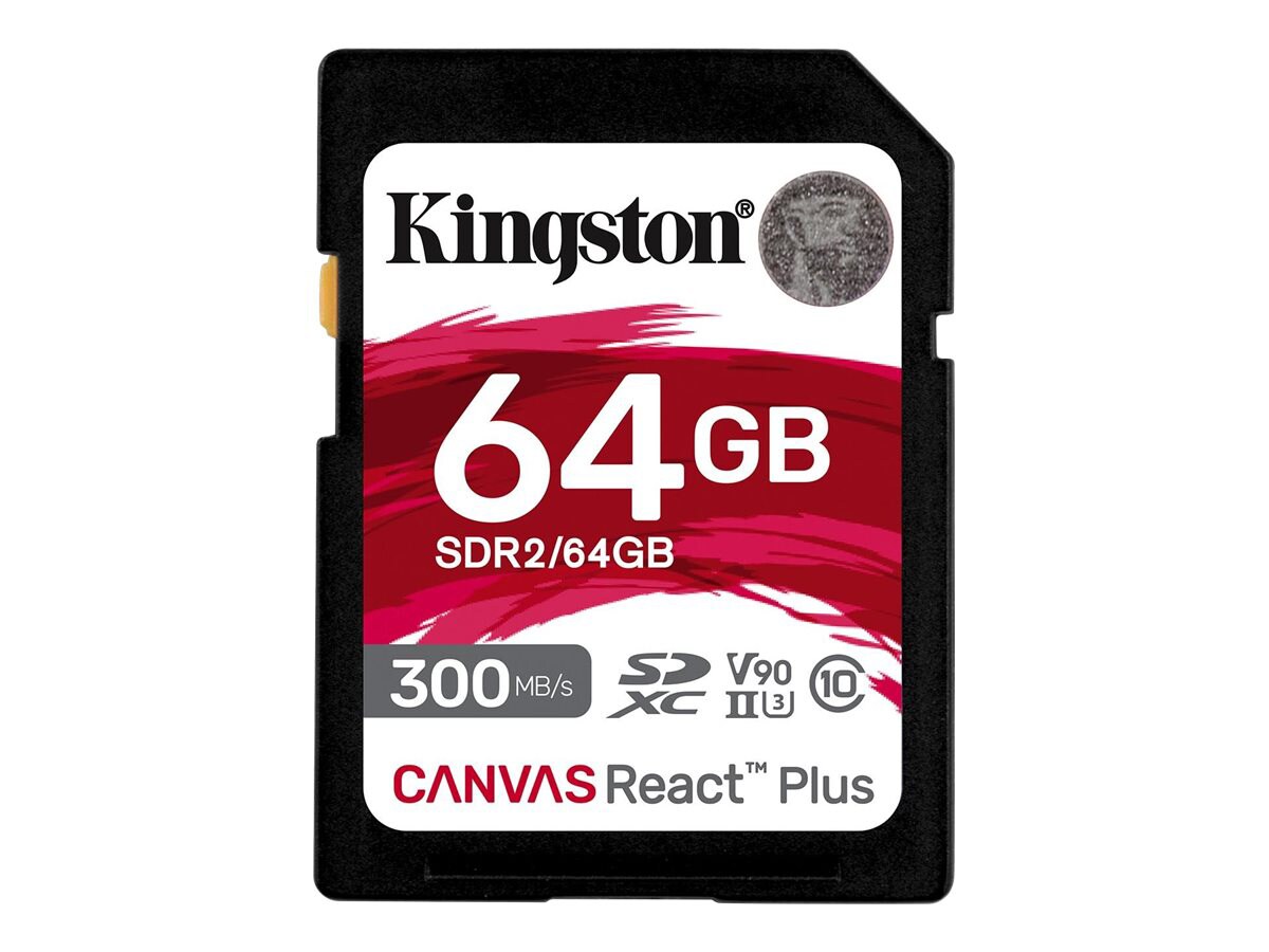 Kingston Canvas React Plus - flash memory card - 64 GB - SDXC UHS-II