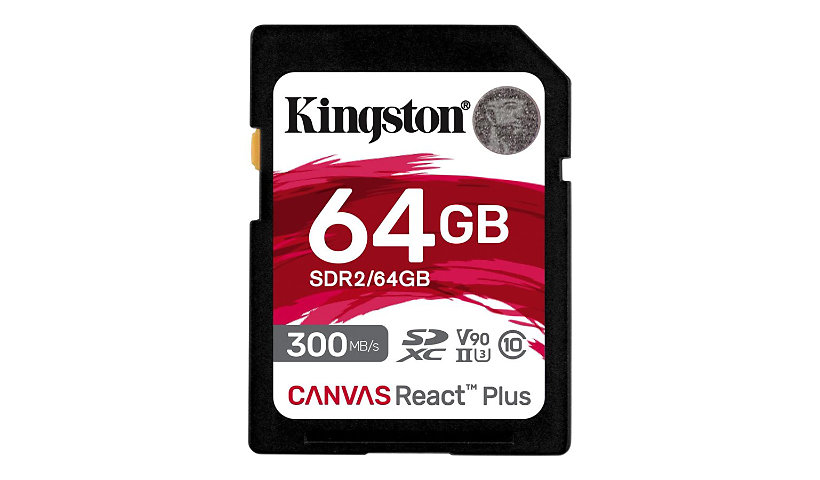 Kingston Canvas React Plus - flash memory card - 64 GB - SDXC UHS-II
