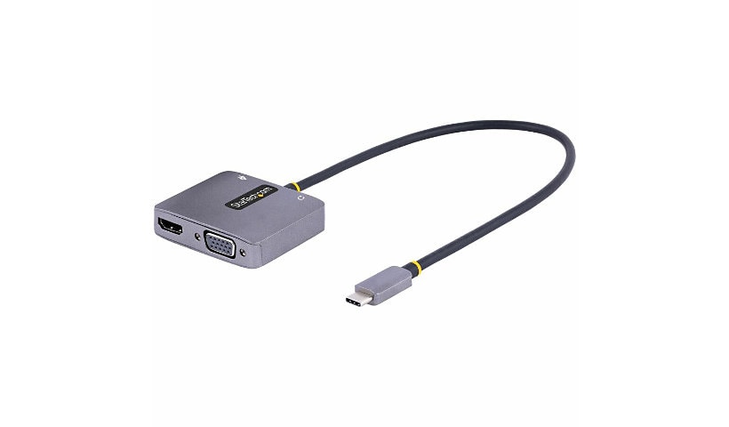 StarTech.com USB C Video Adapter, USB C to HDMI VGA Multiport Adapter with 3.5mm Audio, 4K 60Hz HDR, 100W PD PT