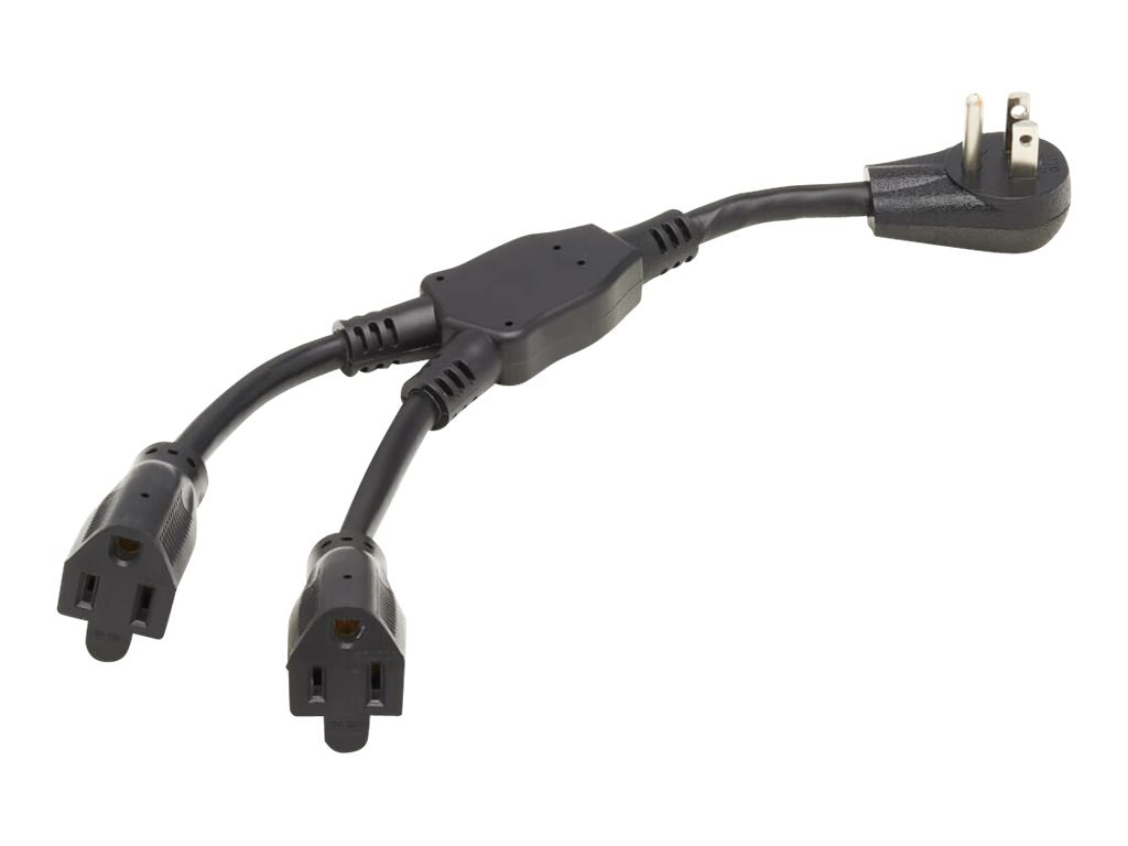 Eaton Tripp Lite Series Extension Cord Y Splitter, Right-Angle NEMA 5-15P to 2x NEMA 5-15R - Heavy Duty, 15A, 120V, 14