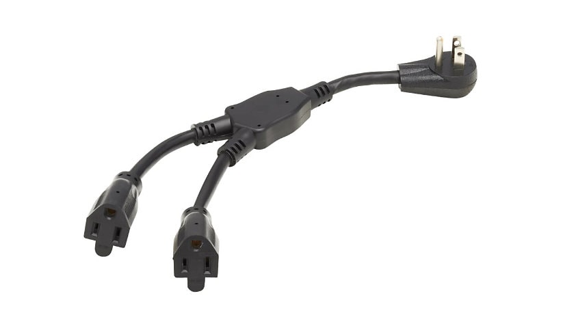 Eaton Tripp Lite Series Extension Cord Y Splitter, Right-Angle NEMA 5-15P to 2x NEMA 5-15R - Heavy Duty, 15A, 120V, 14