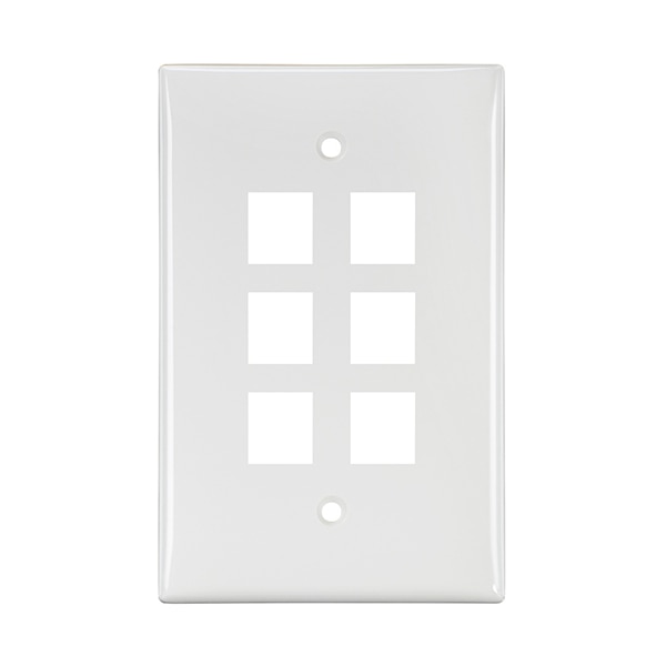 LEVITON 6-PT MID-SIZE WALLPLATE WHT