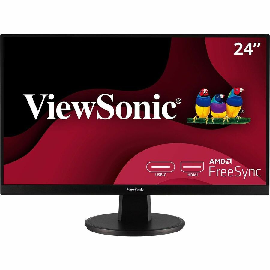 ViewSonic VA2447-MHU 24 Inch Full HD 1080p USB C Monitor with Ultra-Thin Bezel, AMD FreeSync, 100Hz, Eye Care, 15W