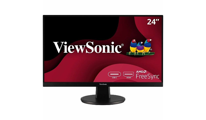 ViewSonic VA2447-MHU - 1080p USB-C Monitor with Ultra-Thin Bezel, AMD FreeSync, 75Hz, HDMI, and VGA - 250 cd/m² - 24"