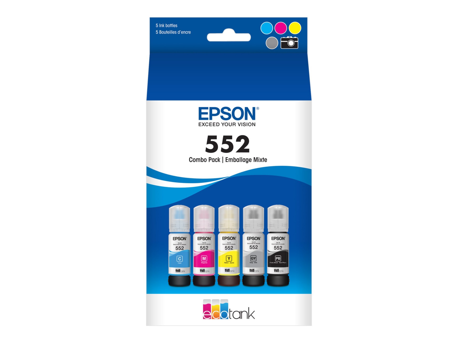 Epson 552 Multi-pack - 5-pack - High Capacity - gray, yellow, cyan, magenta, photo black - original - ink refill