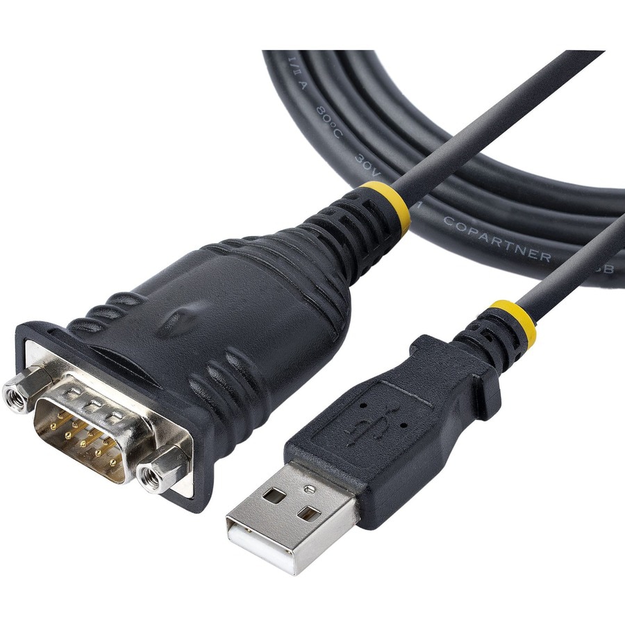 StarTech.com 3ft USB to Serial Cable, USB to Serial Adapter, RS232 DB9 COM Port to USB, Prolific