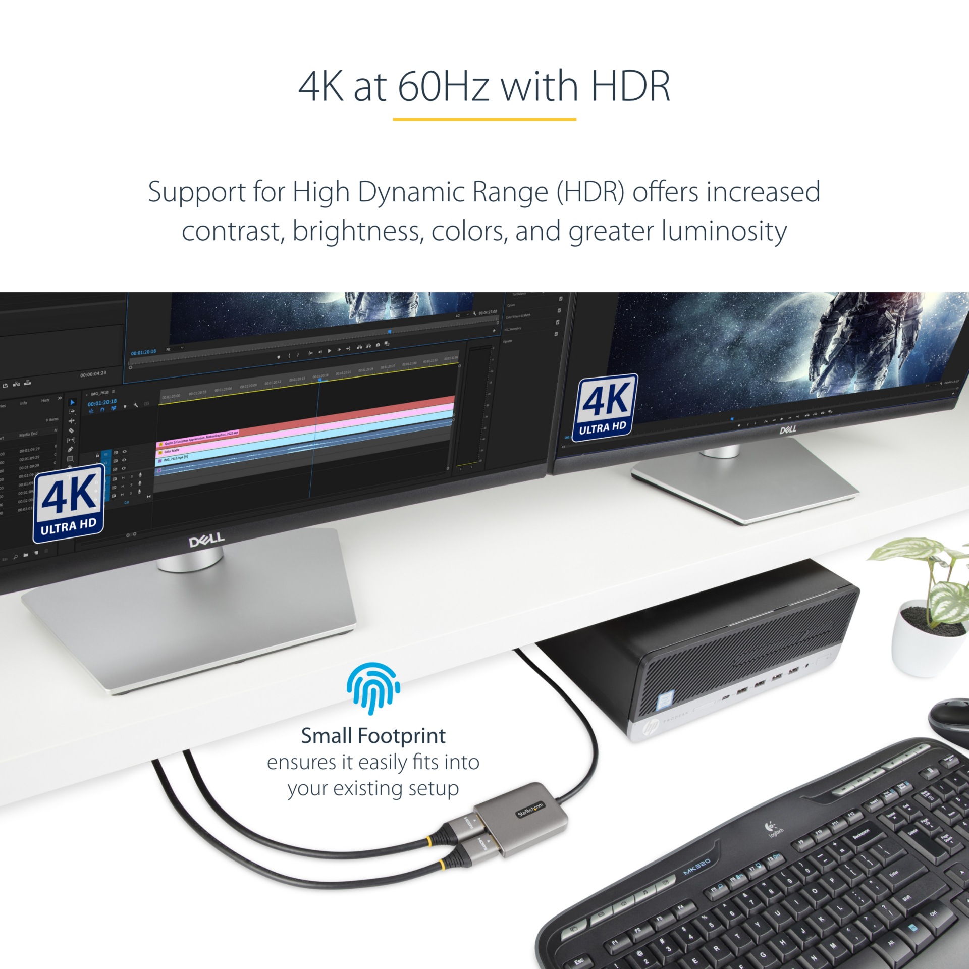 Thumbnail 4 of 7 for StarTech.com DP to Dual HDMI MST HUB, Dual HDMI 4K 60Hz, 2 Port DisplayPort Multi Monitor Adapter with 1ft/30cm Cable