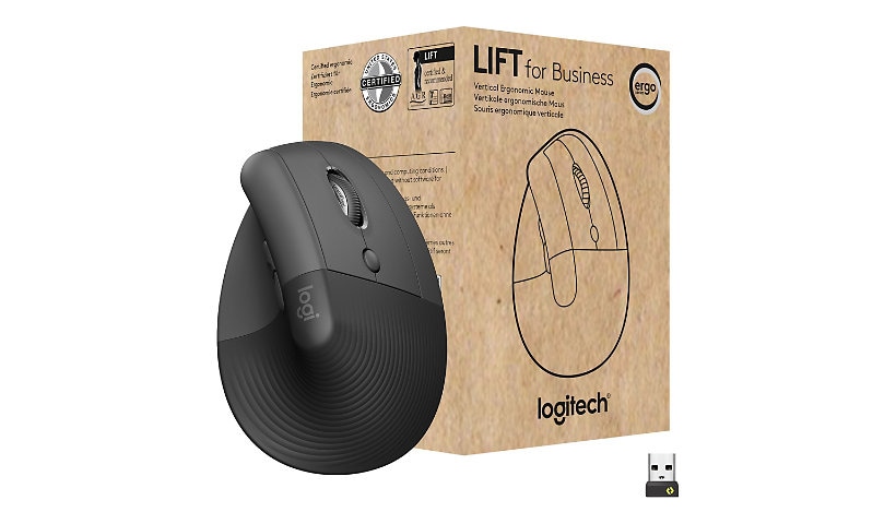 Logitech Lift for Business - vertical mouse - Bluetooth, 2.4 GHz - graphite