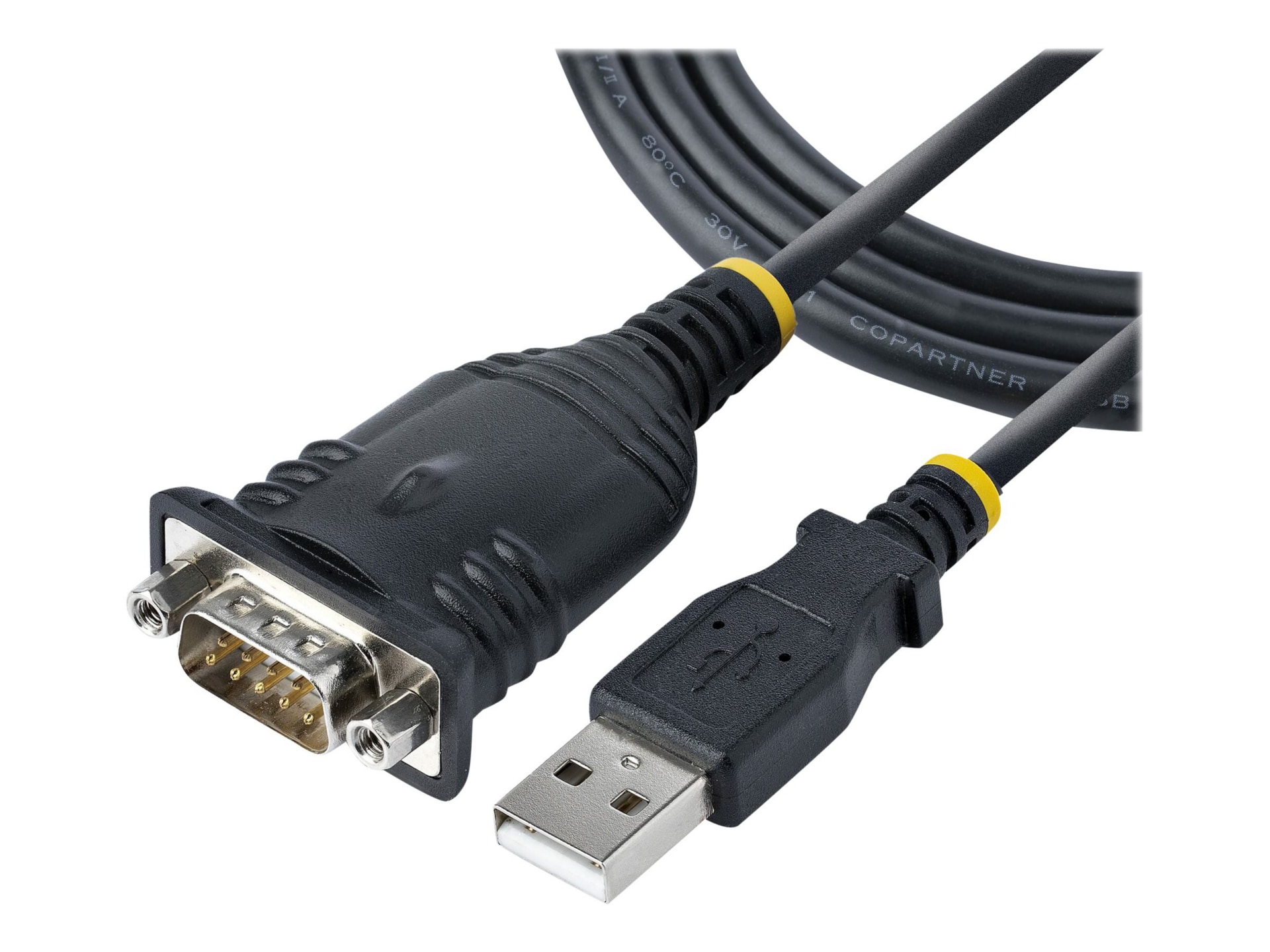 StarTech.com 3ft (1m) USB to Serial Cable, DB9 Male RS232 to USB Converter, USB to Serial Adapter, COM Port Adapter with