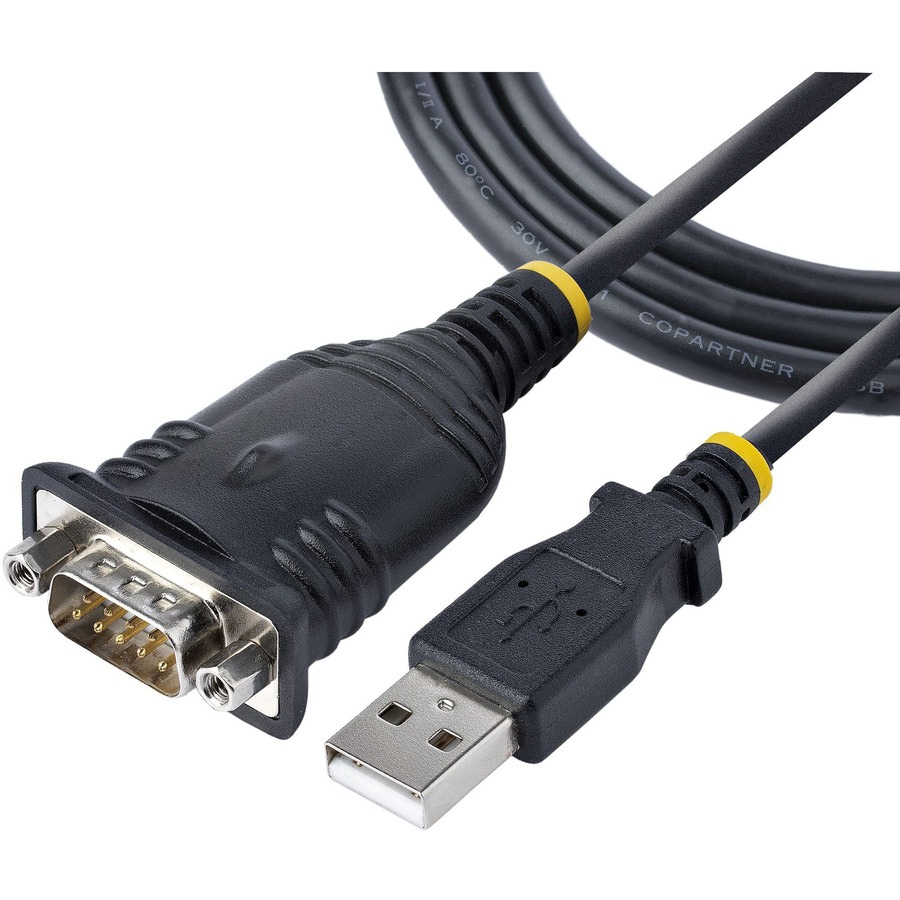 StarTech.com 3ft (1m) USB to Serial Cable, DB9 Male RS232 to USB Converter,