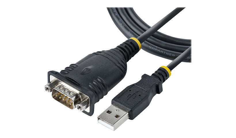 StarTech.com 3ft (1m) USB to Serial Cable, DB9 Male RS232 to USB Converter, USB to Serial Adapter, COM Port Adapter with