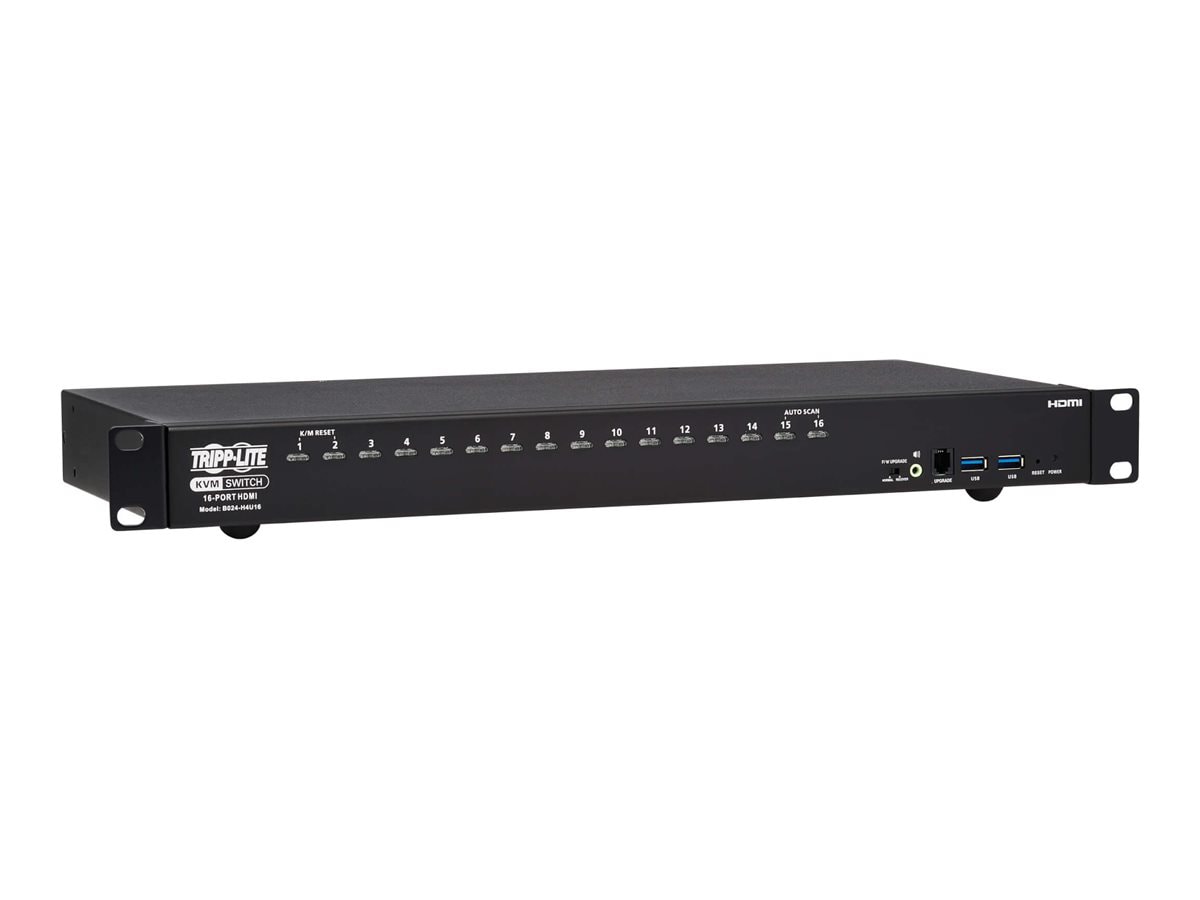 Tripp Lite 4K HDMI/USB KVM Switch 16-Port - 4K 60 Hz Video/Audio, USB Peripheral Sharing, 1U Rack-Mount - KVM / audio /