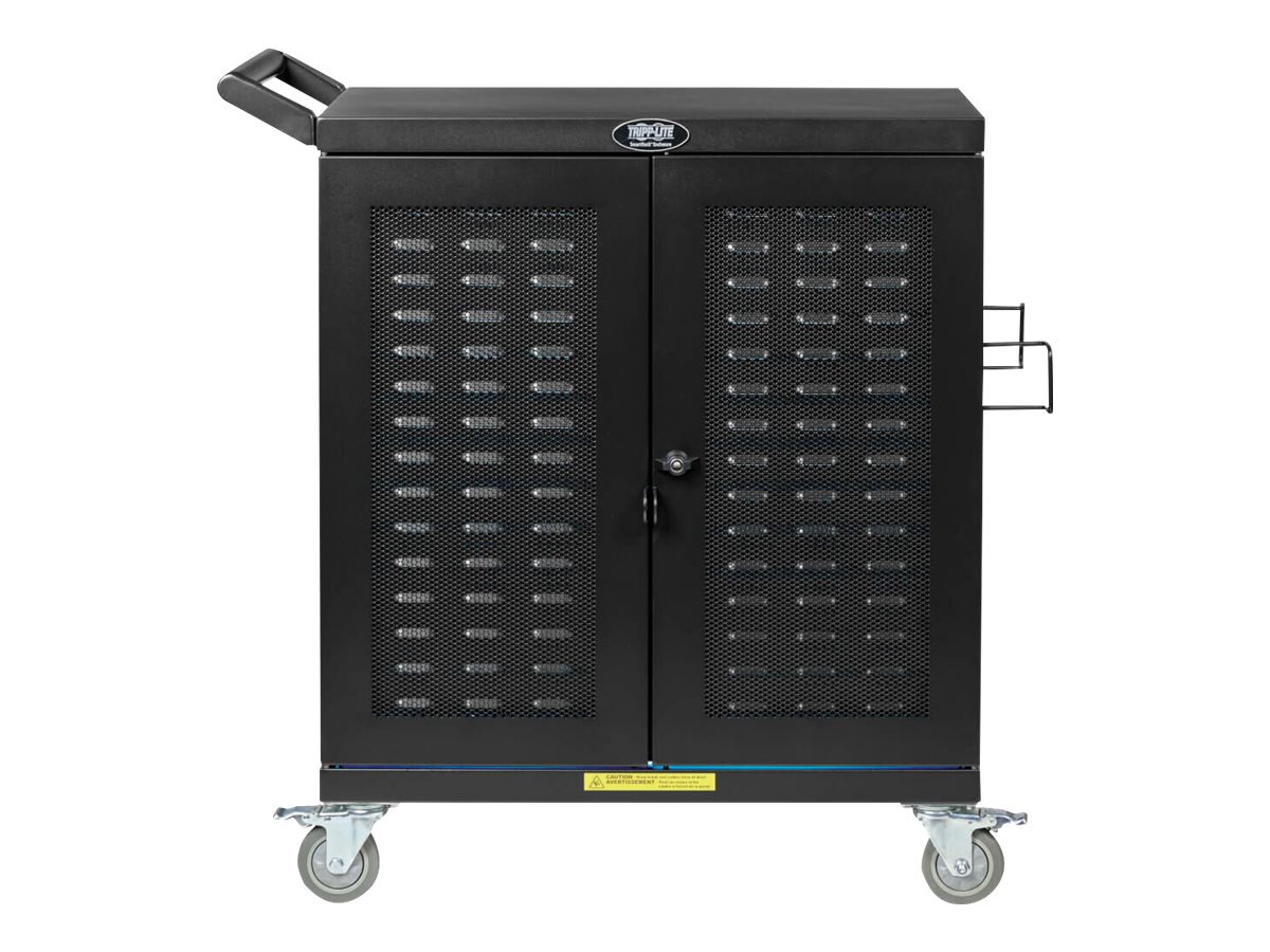 Tripp Lite Safe-IT UV Locking Storage Cart for Mobile Devices and AV Equipment, Antimicrobial, Wood-Grain Top, Black -