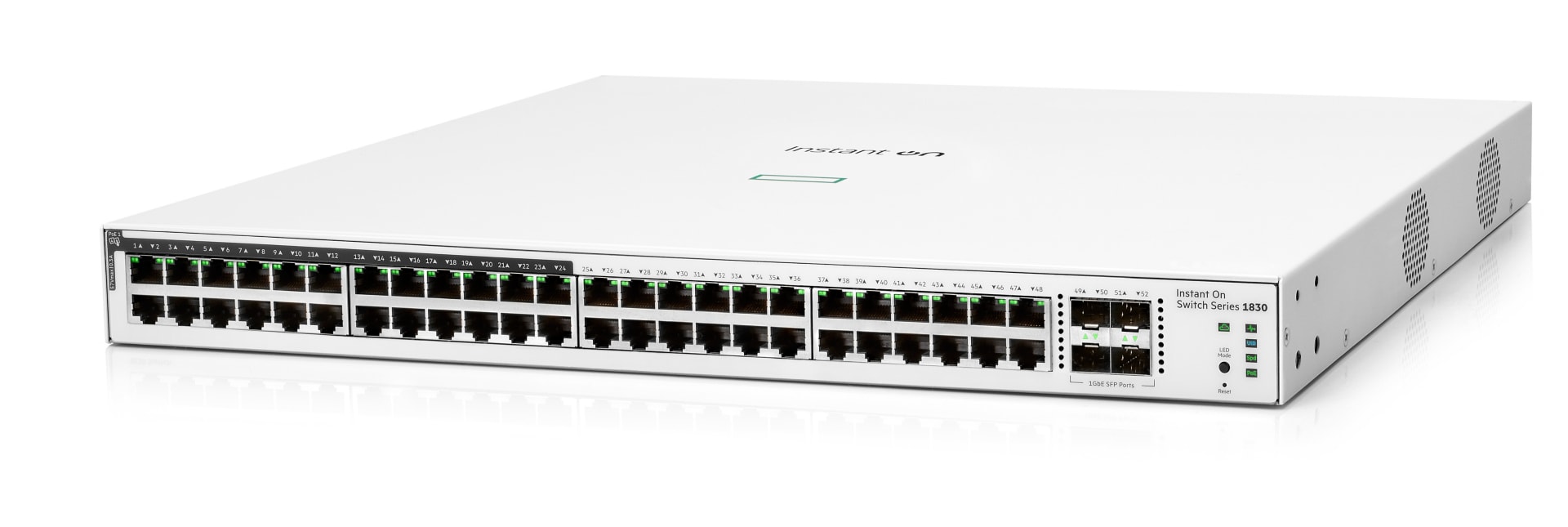 HPE Aruba Instant On 1830 48G 24p Class4 PoE 4SFP 370W Switch - switch - 48 ports - smart - rack-mountable