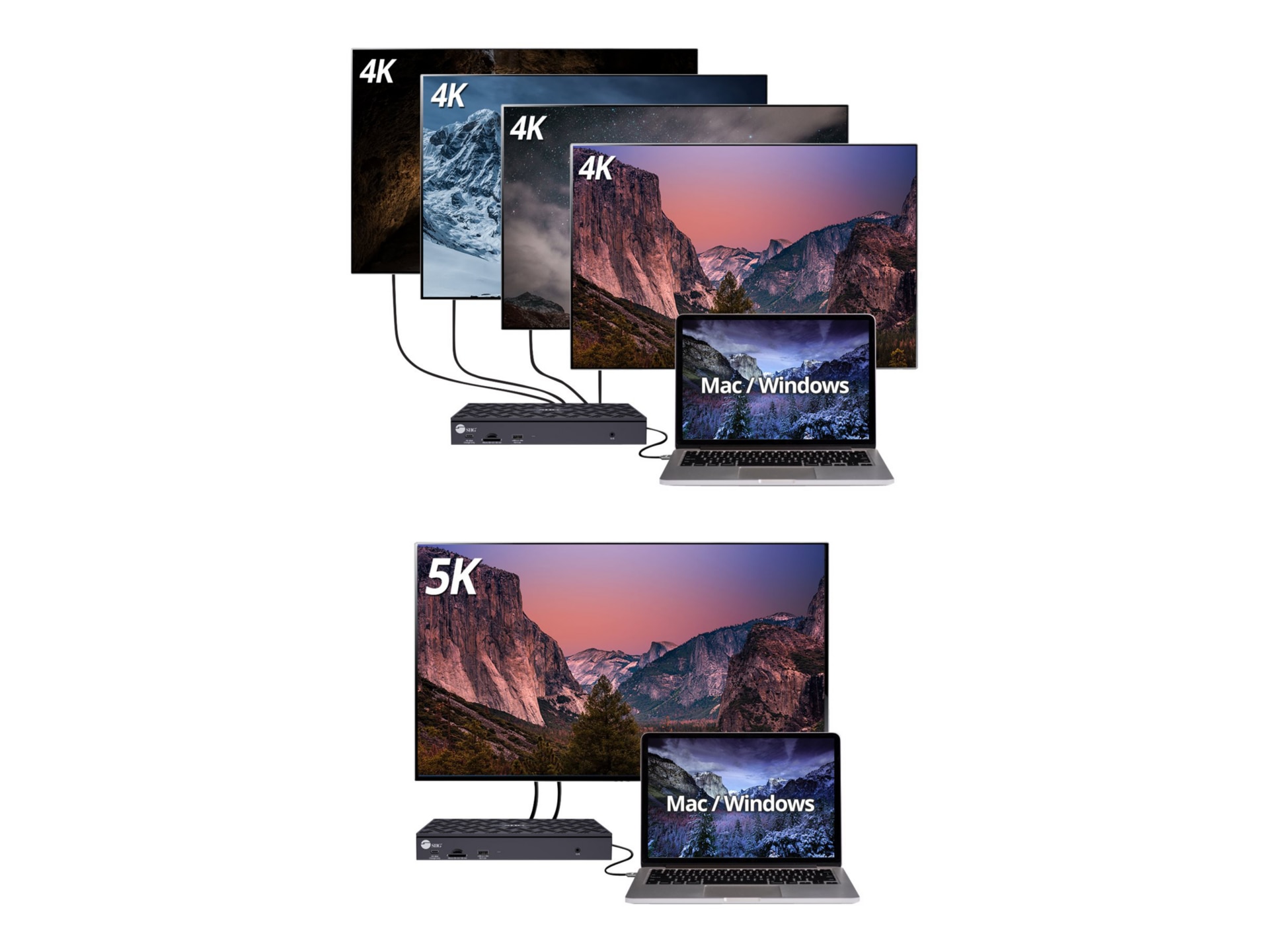 Thumbnail 2 of 7 for SIIG USB-C Quad Hybrid 4K Video Docking Station with PD - docking station - USB-C / Thunderbolt 3 - 4 x DP, 4 x HDMI -