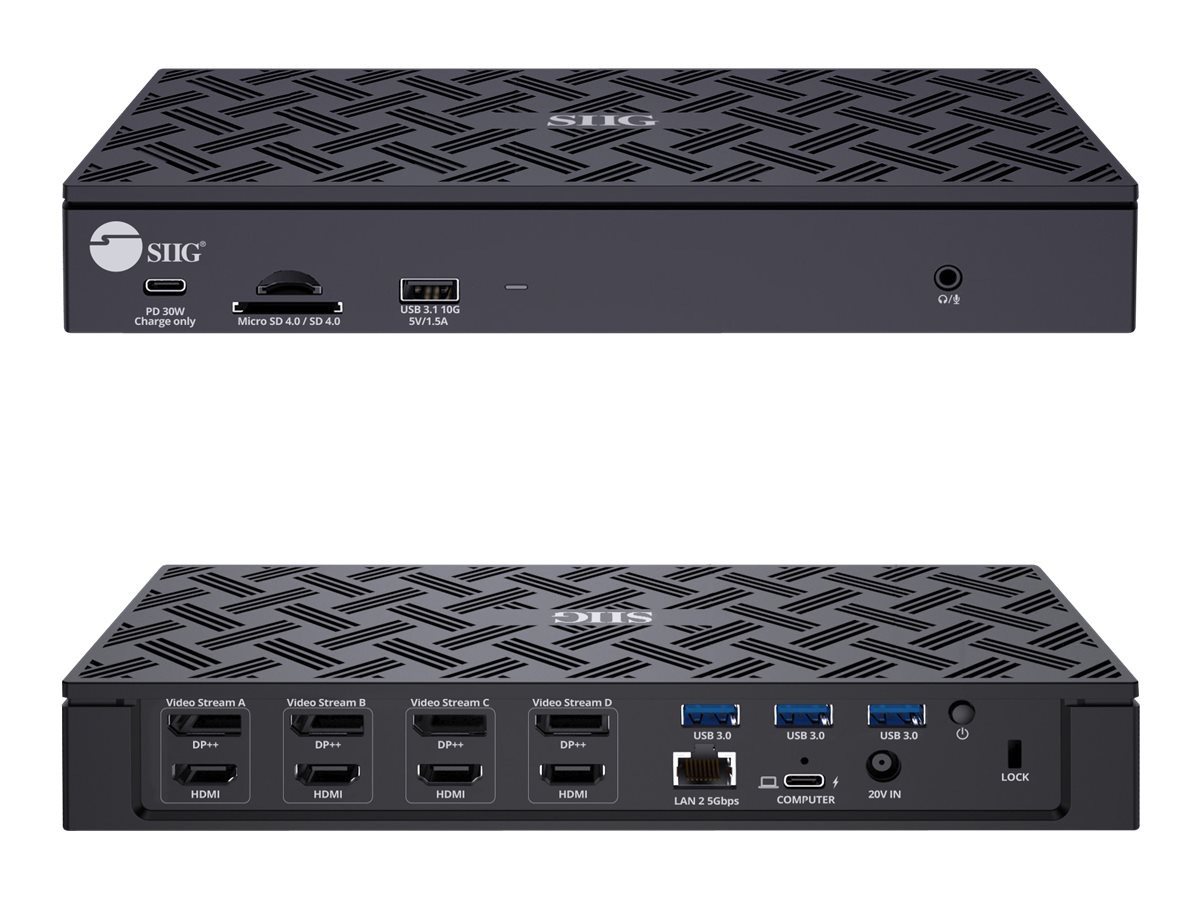 Thumbnail 3 of 7 for SIIG USB-C Quad Hybrid 4K Video Docking Station with PD - docking station - USB-C / Thunderbolt 3 - 4 x DP, 4 x HDMI -
